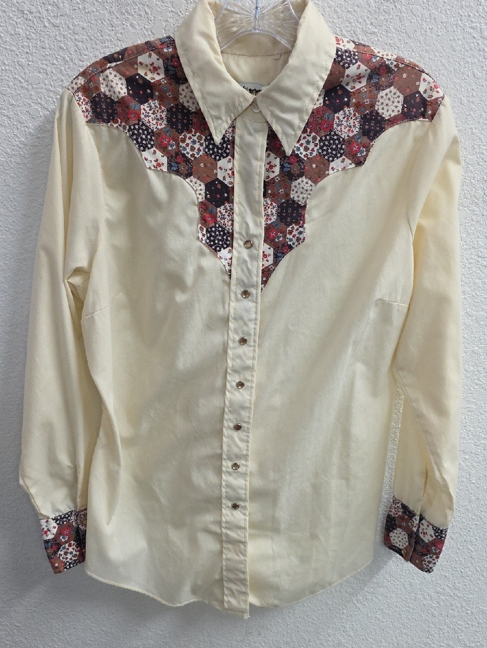 Vintage Western Cowgirl Pearl Snap Prairiecore Floral Made In USA Medium